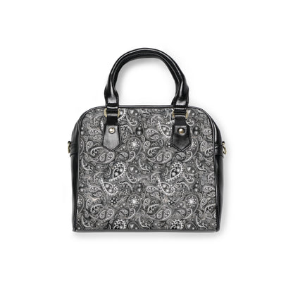 Black and White Paisley Satchel Handbag