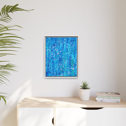 Healing Rain – Framed Canvas Art Print (16×20) | A Meditation in Blue & Renewal