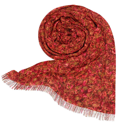 Amore-Designer Floral Scarf with Fringe