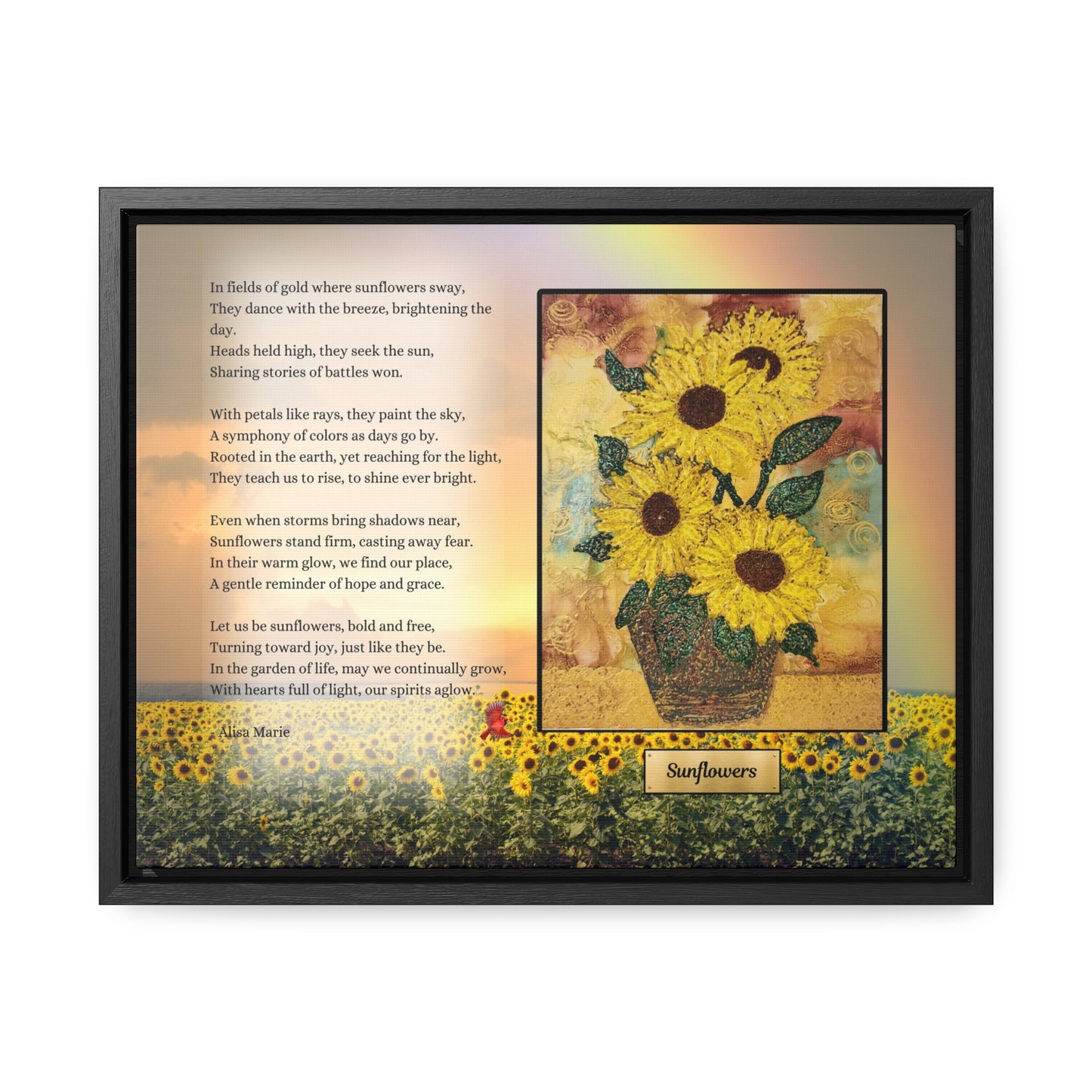 Sunflower Joy Wall Art | Inspirational Poetry Print | Growth & Hope Decor