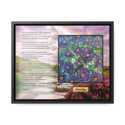 Inspirational Wall Art | Purple Flower Poetry Print 'A New Day' | Self Worth Encouragement Gift