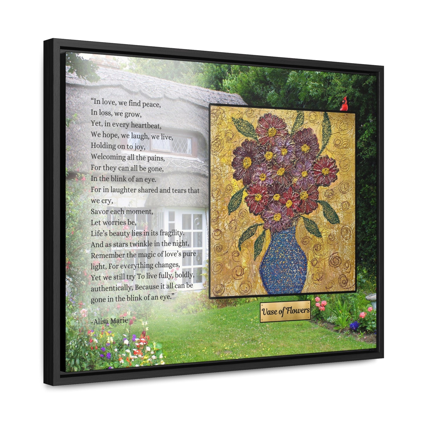 Floral Garden Wall Art | Living Fully Poetry Print | Mindful Joy Decor