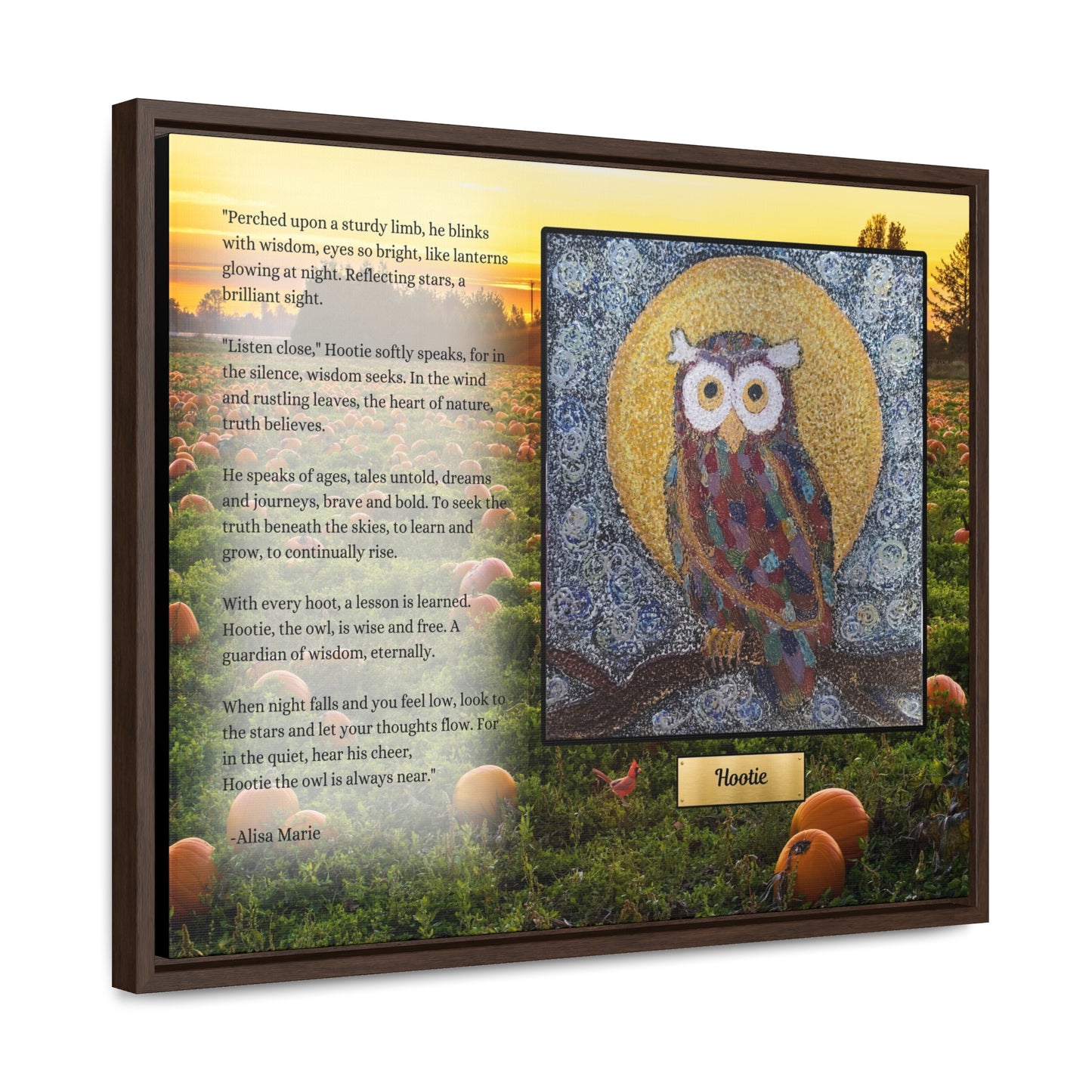 Wisdom Owl Wall Art | Moonlit Night Poetry Print 'Hootie' | Spiritual Guardian Gift