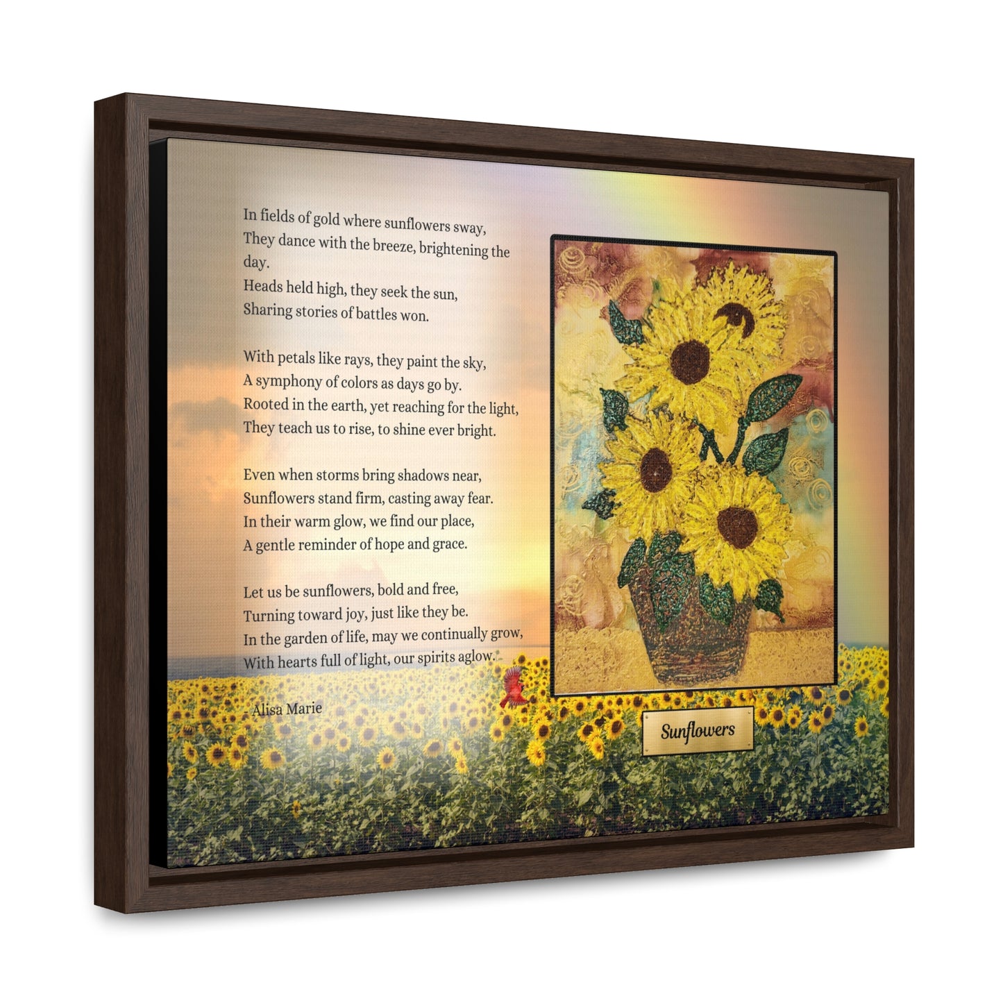 Sunflower Joy Wall Art | Inspirational Poetry Print | Growth & Hope Decor