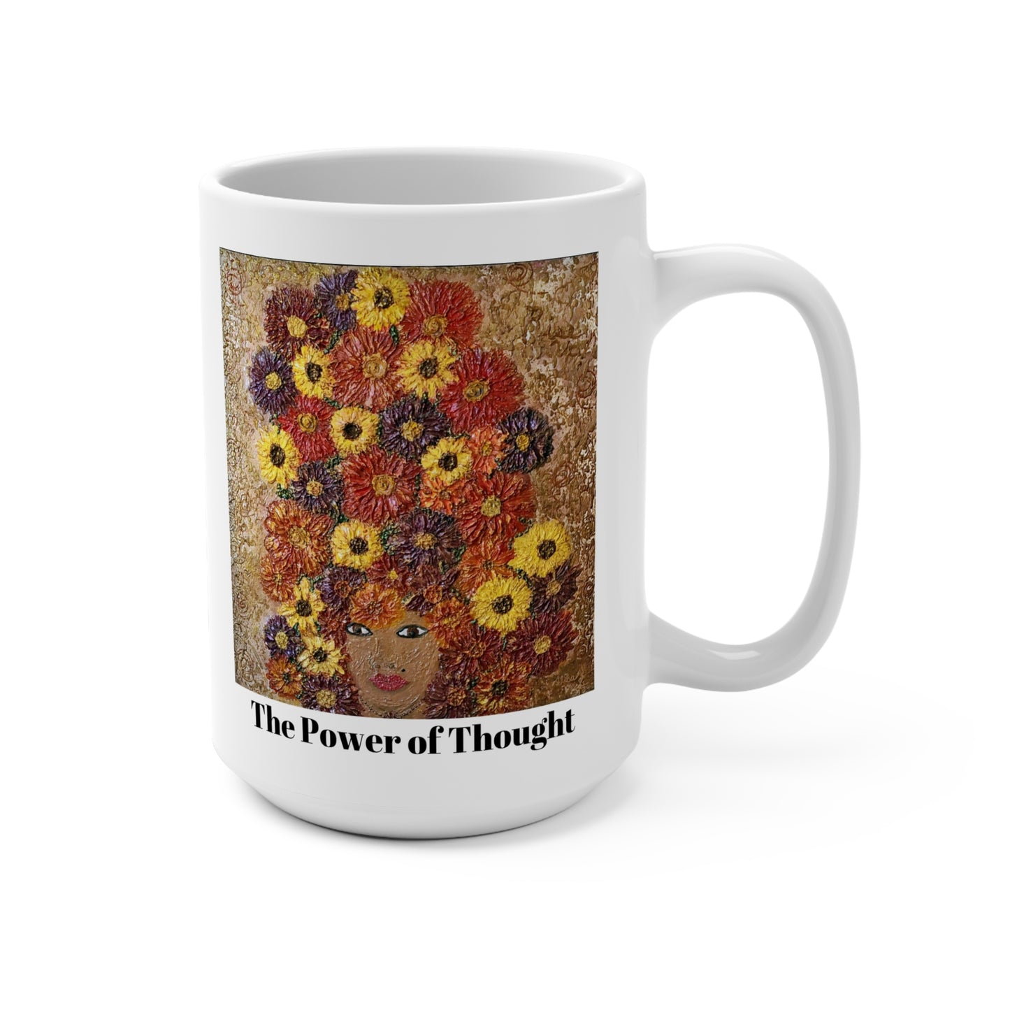 Power of Thought Mug - Inspirational Woman Ceramic Mug, 15oz Coffee Cup, Unique Gift