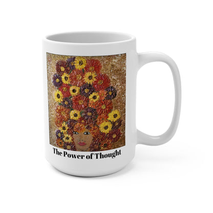 Power of Thought Mug - Inspirational Woman Ceramic Mug, 15oz Coffee Cup, Unique Gift