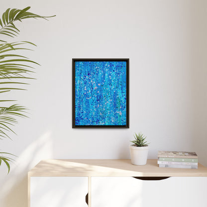 Healing Rain – Framed Canvas Art Print (16×20) | A Meditation in Blue & Renewal