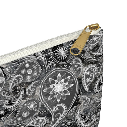 Black and White Paisley Accessory Pouch