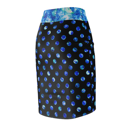 Blue Polka Dot Pencil Skirt - Ocean Mist