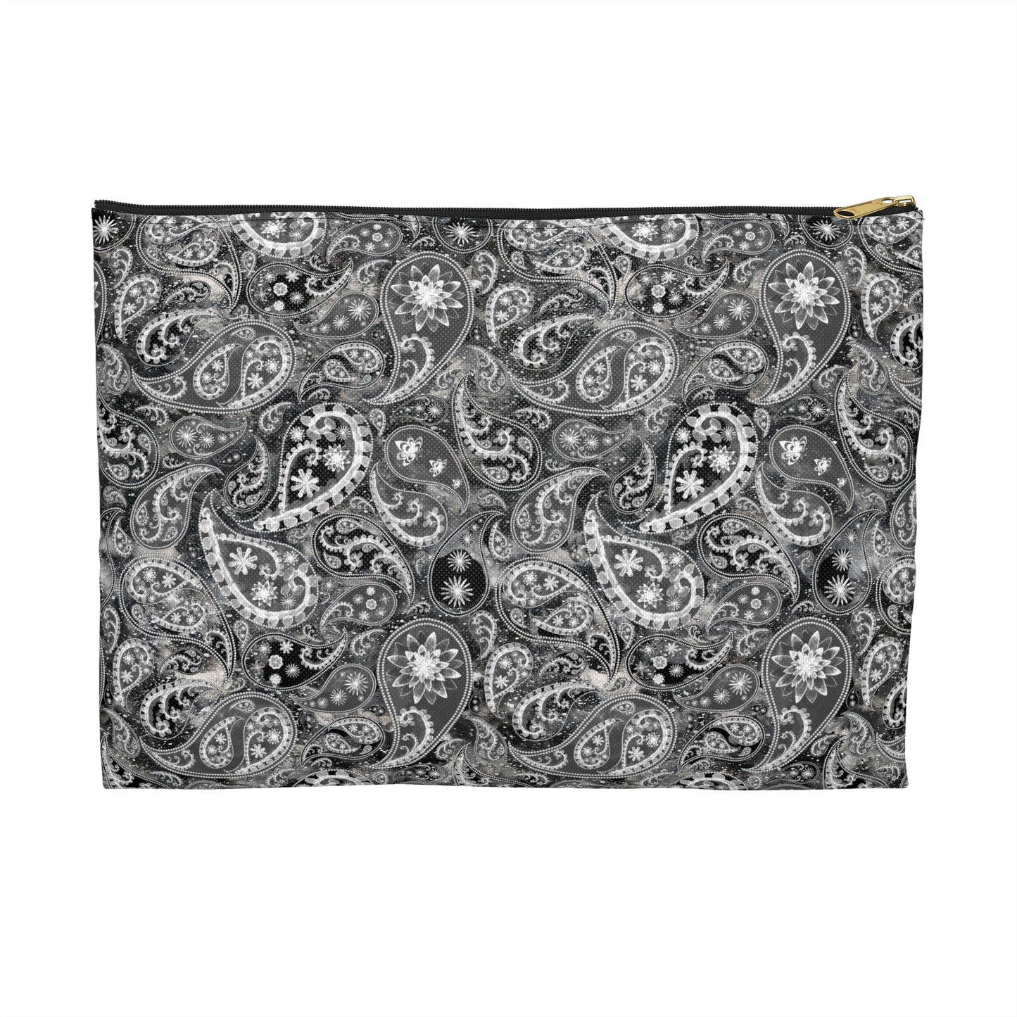 Black and White Paisley Accessory Pouch