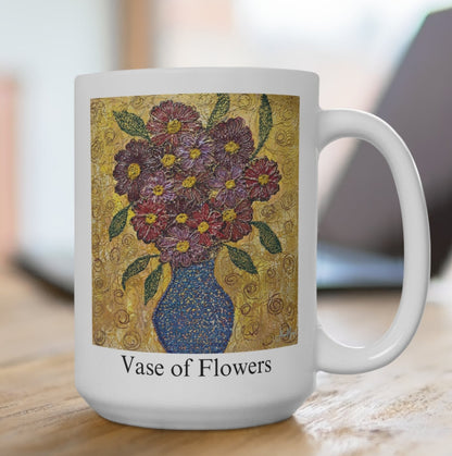 Vase of Flowers Mug - Van Gogh Inspired Ceramic Mug, 15oz Coffee Cup, Artistic Gift