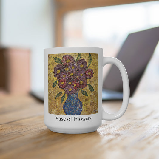 Vase of Flowers Mug - Van Gogh Inspired Ceramic Mug, 15oz Coffee Cup, Artistic Gift