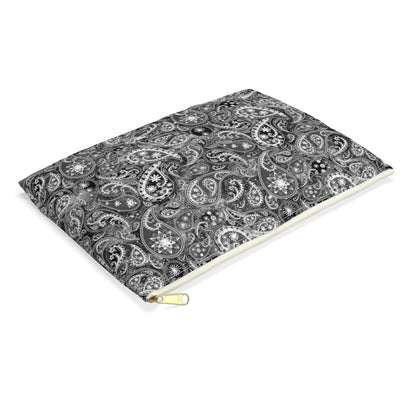 Black and White Paisley Accessory Pouch