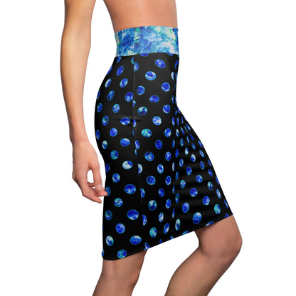 Blue Polka Dot Pencil Skirt - Ocean Mist