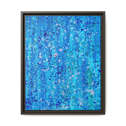 Healing Rain – Framed Canvas Art Print (16×20) | A Meditation in Blue & Renewal