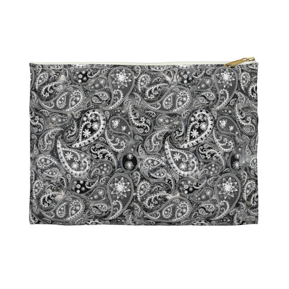 Black and White Paisley Accessory Pouch