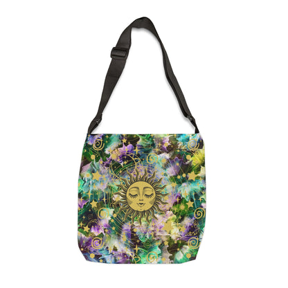 Celestial Sun and Stars Adjustable Crossbody Tote Bag