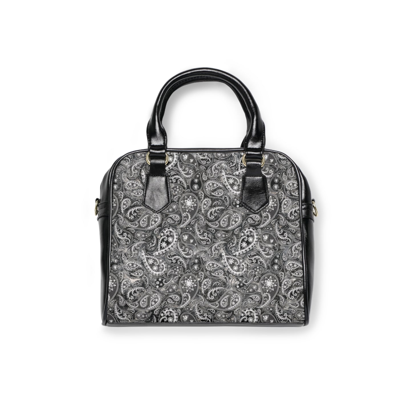 Black and White Paisley Satchel Handbag