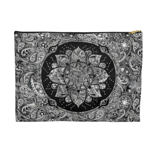 Black and White Paisley Accessory Pouch - Delightful Organizers for Beauty and Essentials