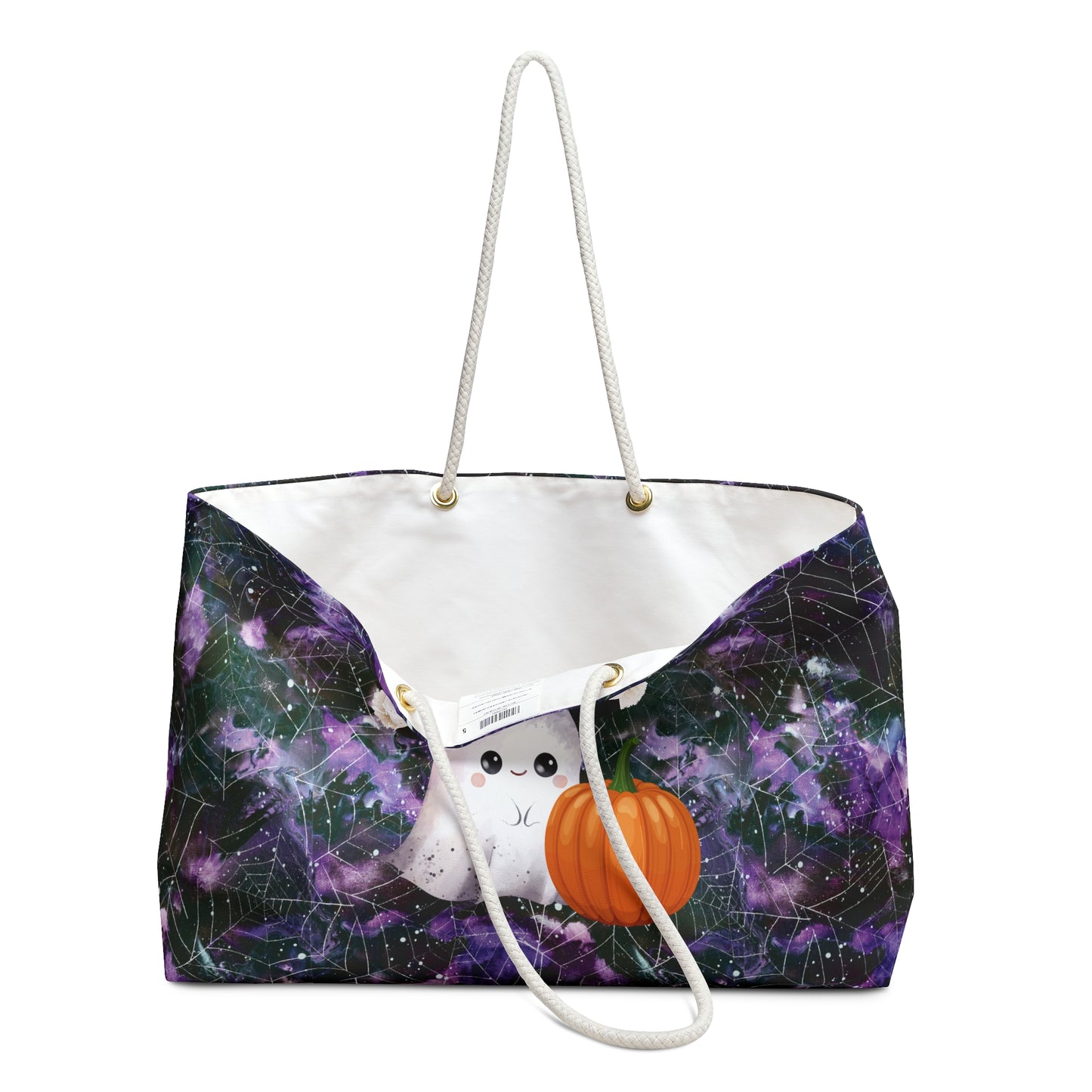 Limited-Edition-Cute-Ghost-and-Pumpkin-Halloween-Weekender-Bag-interior-Alisa-Marie