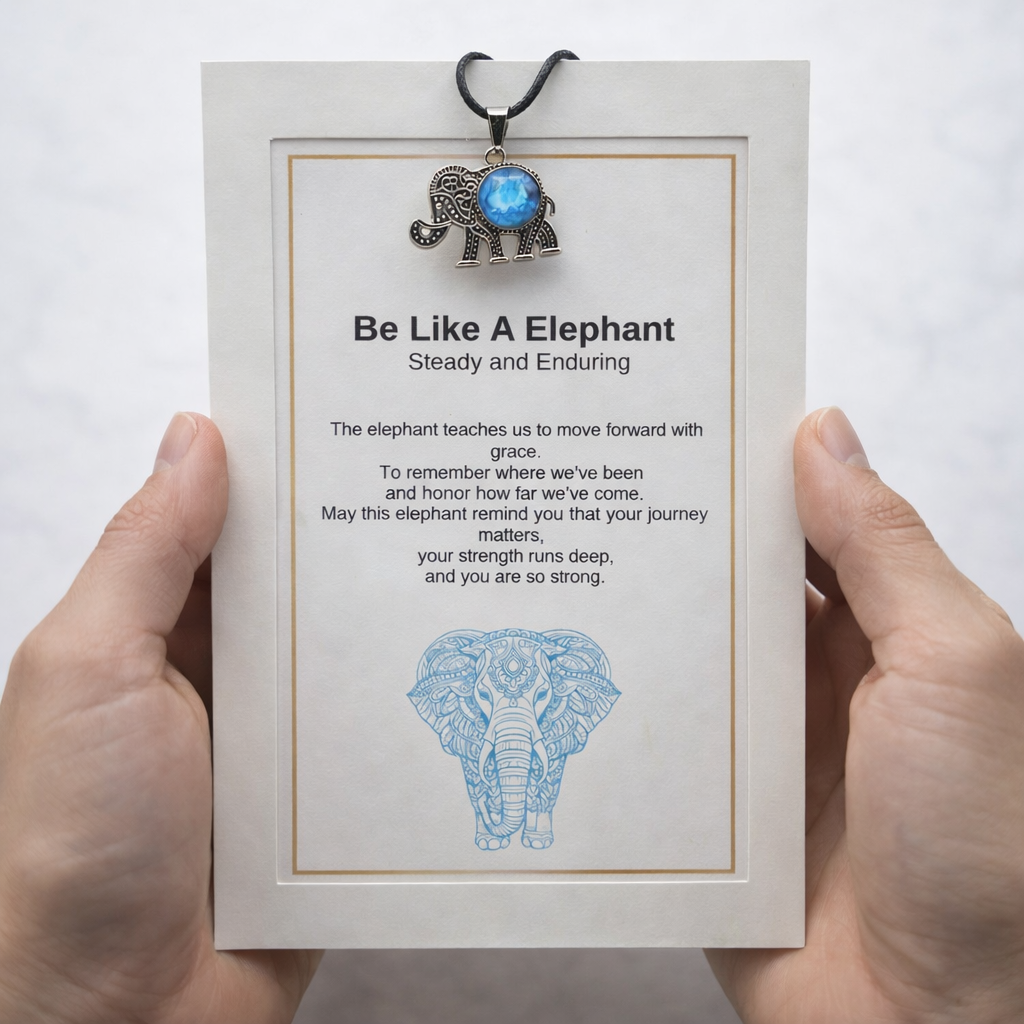 Elephant Keepsake Pendant Card – Encouragement & Inner Strength Gift
