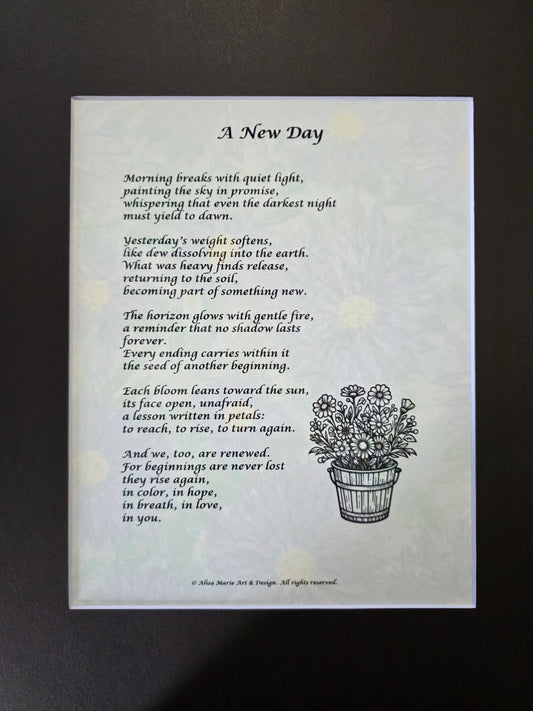 A New Day - 11x14 Matted Poem