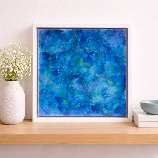 Paradise –  Framed Original Encaustic Abstract Painting (8×8)