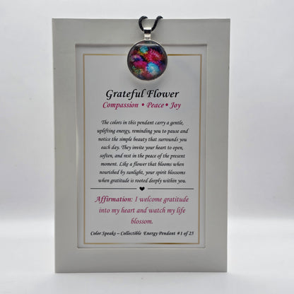 Grateful Flower Pendant Card – Compassion • Peace • Joy