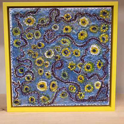 Solar Dance – 8×8 Encaustic Original