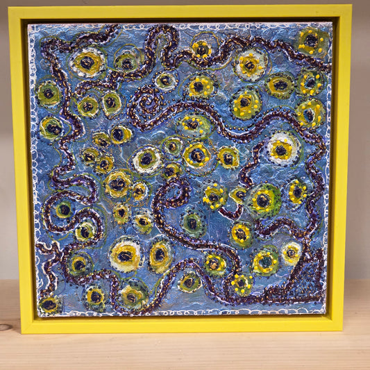 Solar Dance – 8×8 Encaustic Original