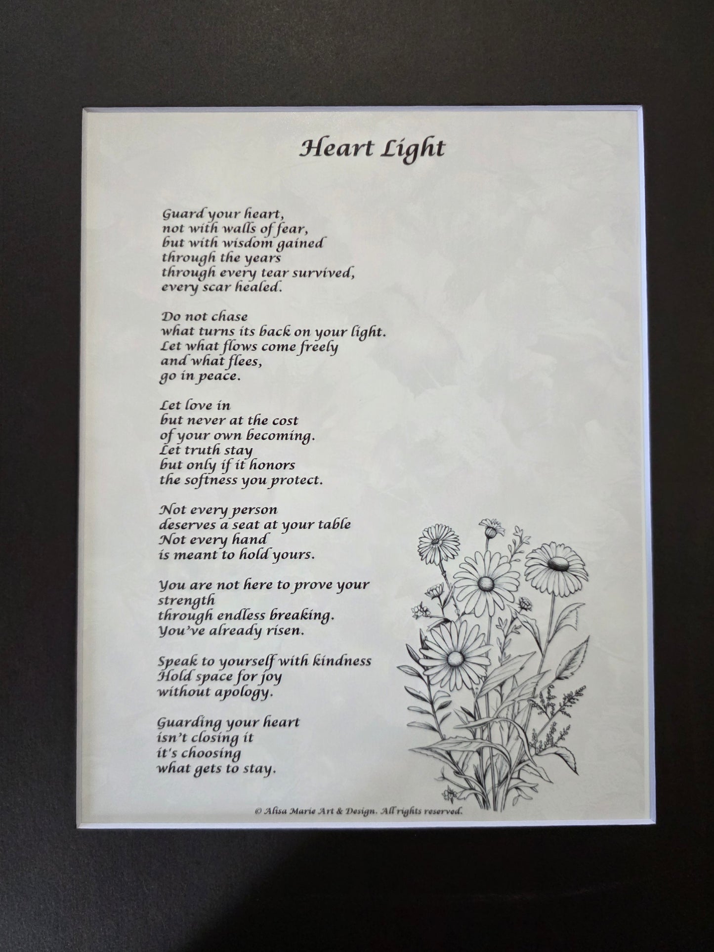 Heart Light- 11x14 Matted Poem