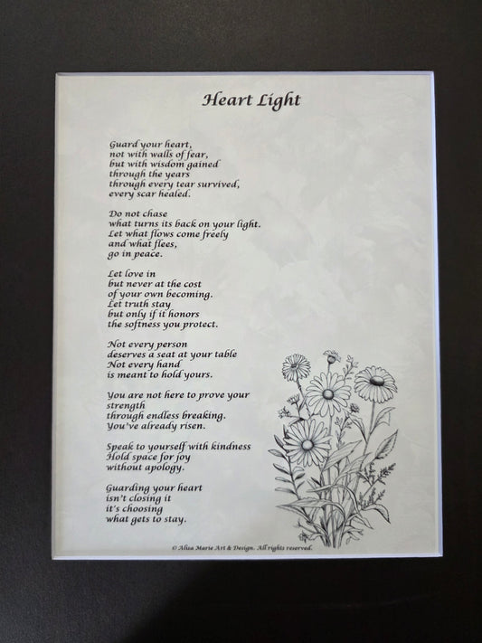 Heart Light- 11x14 Matted Poem