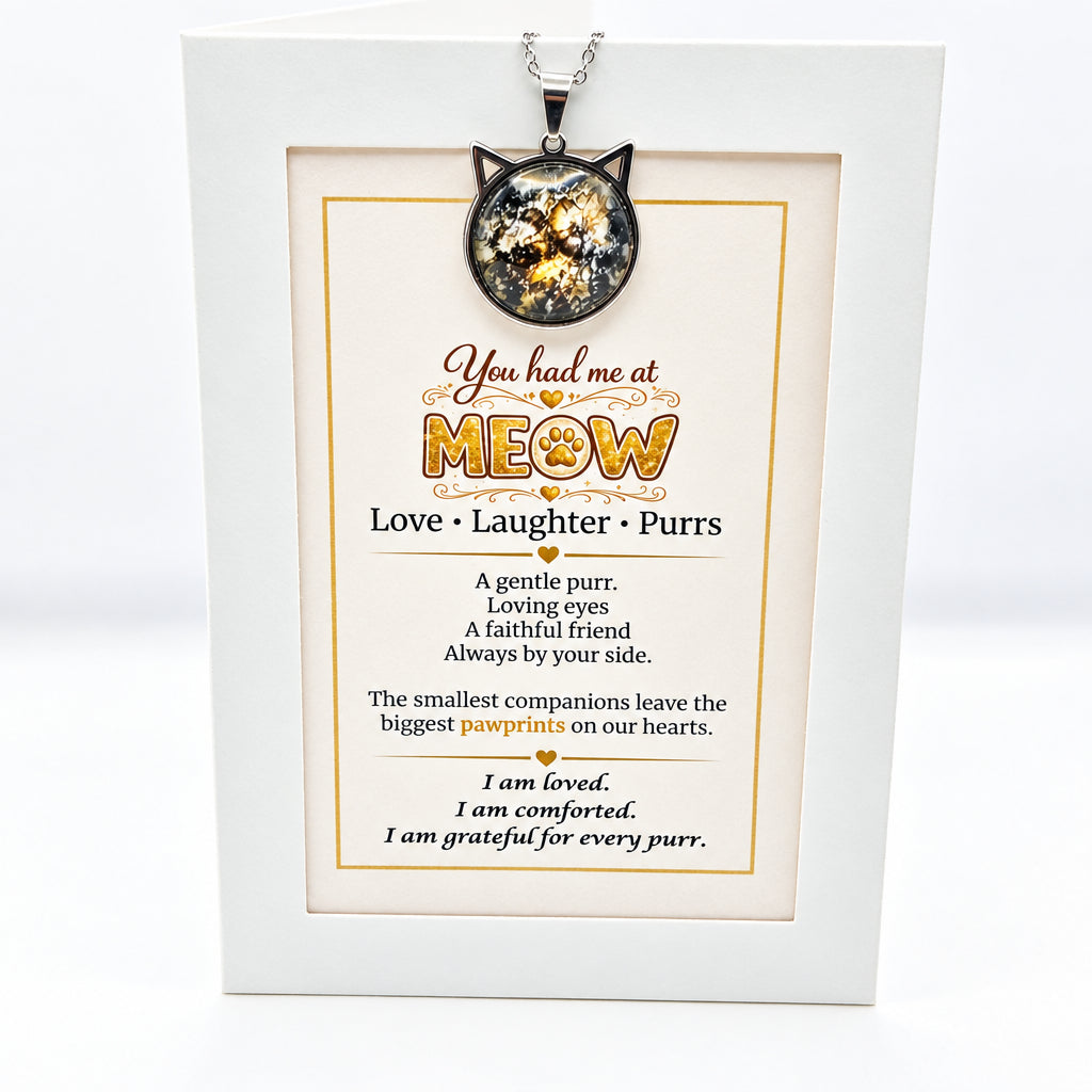 You Had Me At Meow Cat Art Necklace