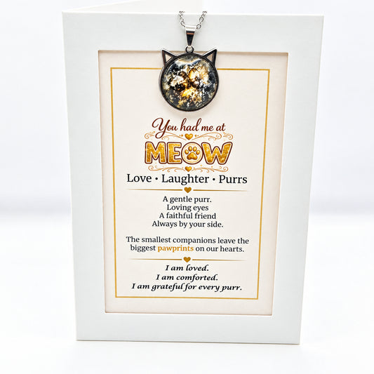 You Had Me At Meow Cat Art Necklace