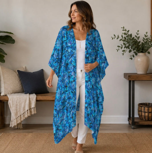 Blue Butterfly Kimono | Women's Lightweight Boho Cover-Up