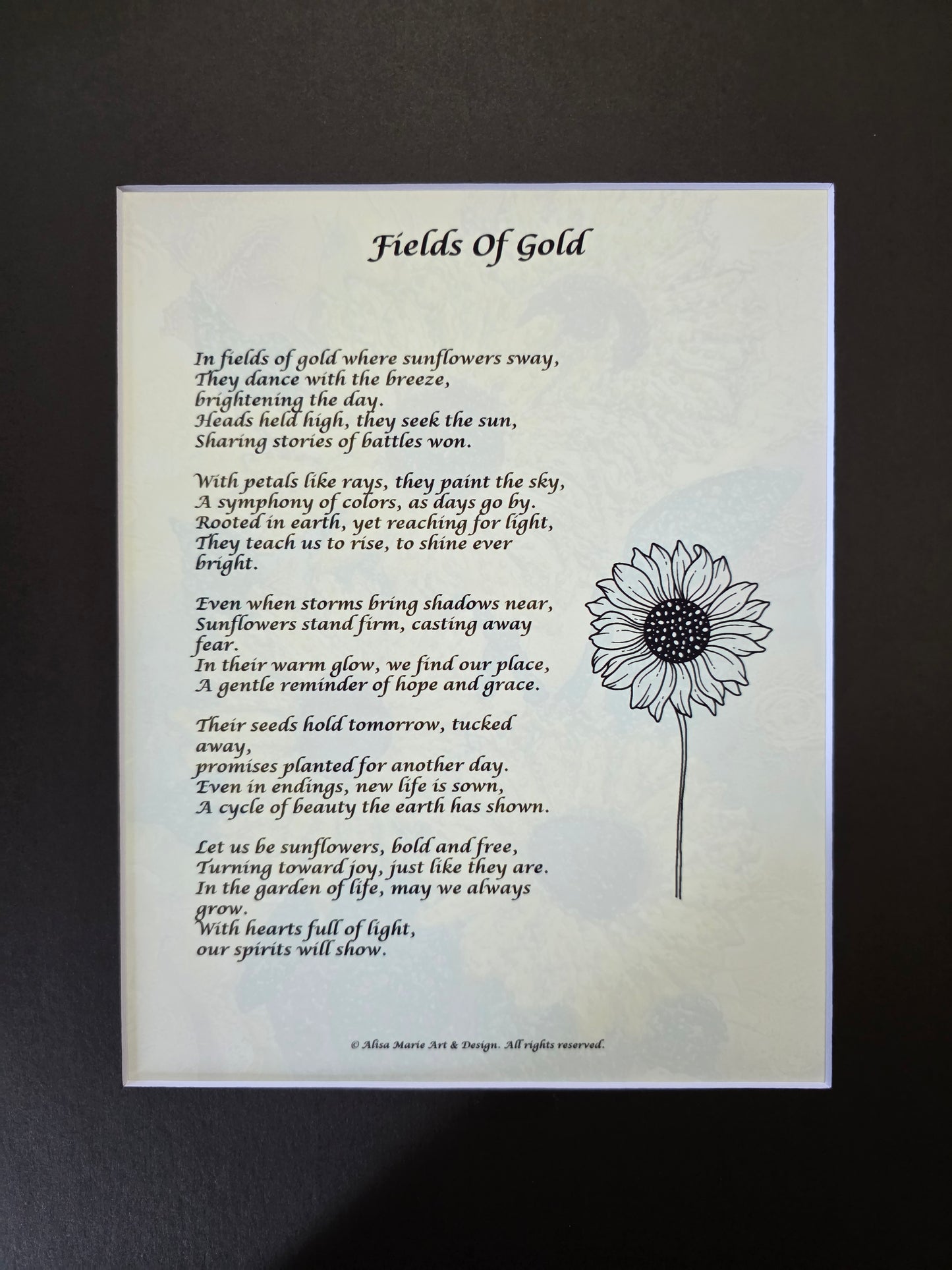 Fields of Gold - 11x14 Matted Poem