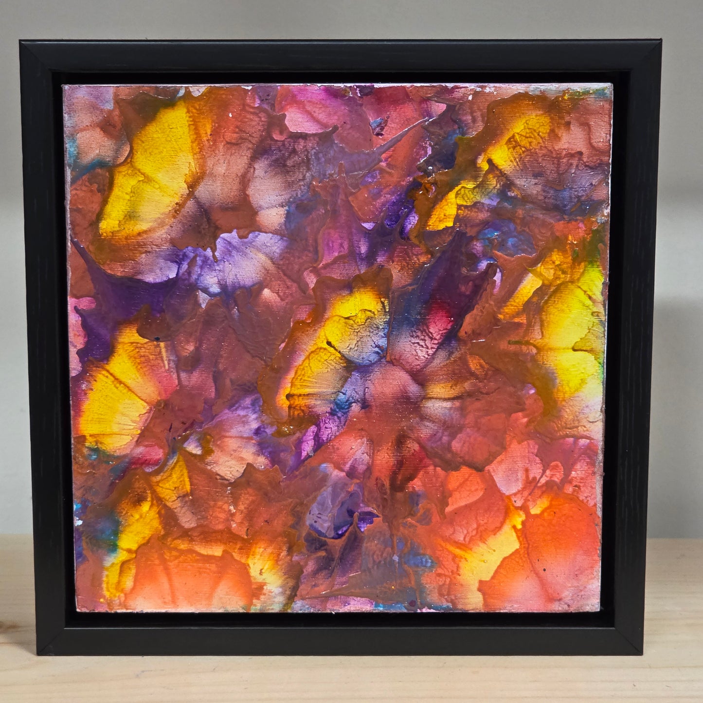 Ember Sky – 6x6 Encaustic Original