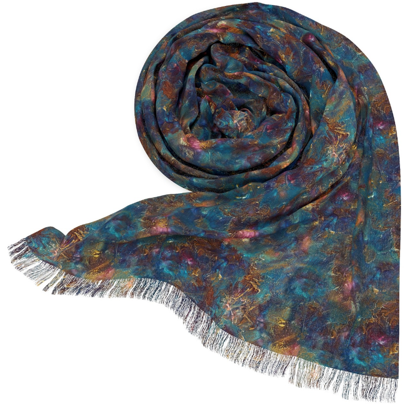 Sapphire Mist Wearable Art Scarf