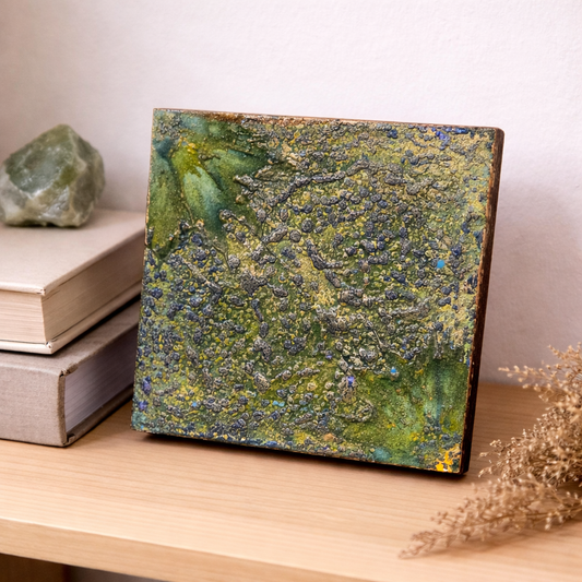 Gaia – Original Encaustic Painting  (5×5 Abstract Art)