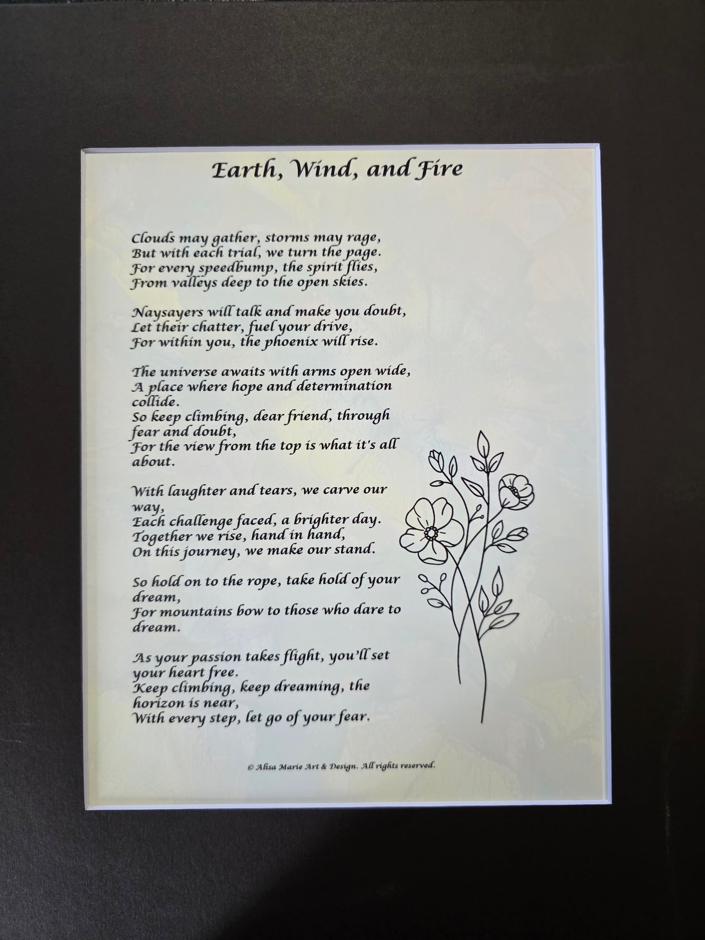 Earth, Wind and Fire- 11x14 Matted Poem