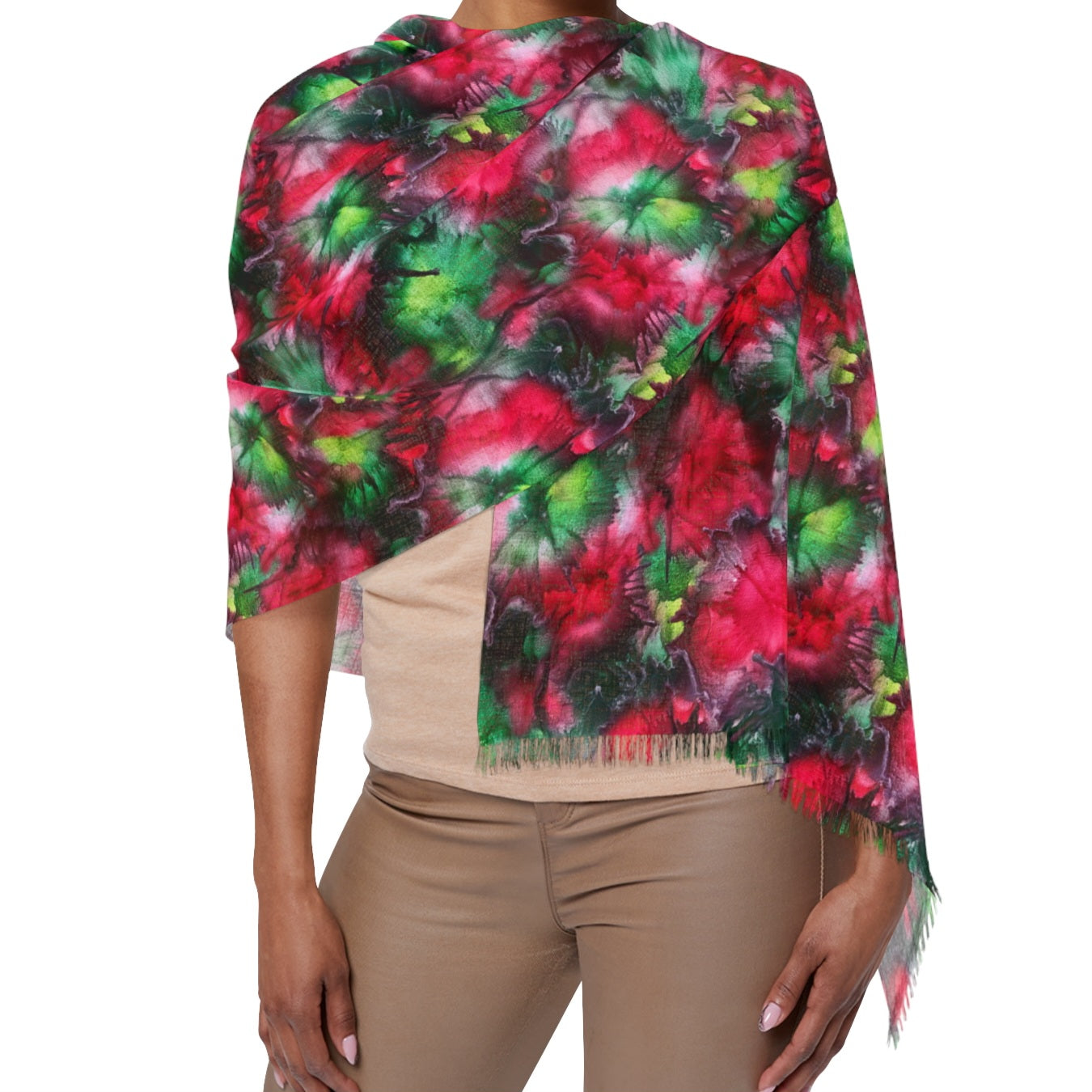 🎄 Christmas Magic Fringe Scarf – A Celebration of Joy & Light