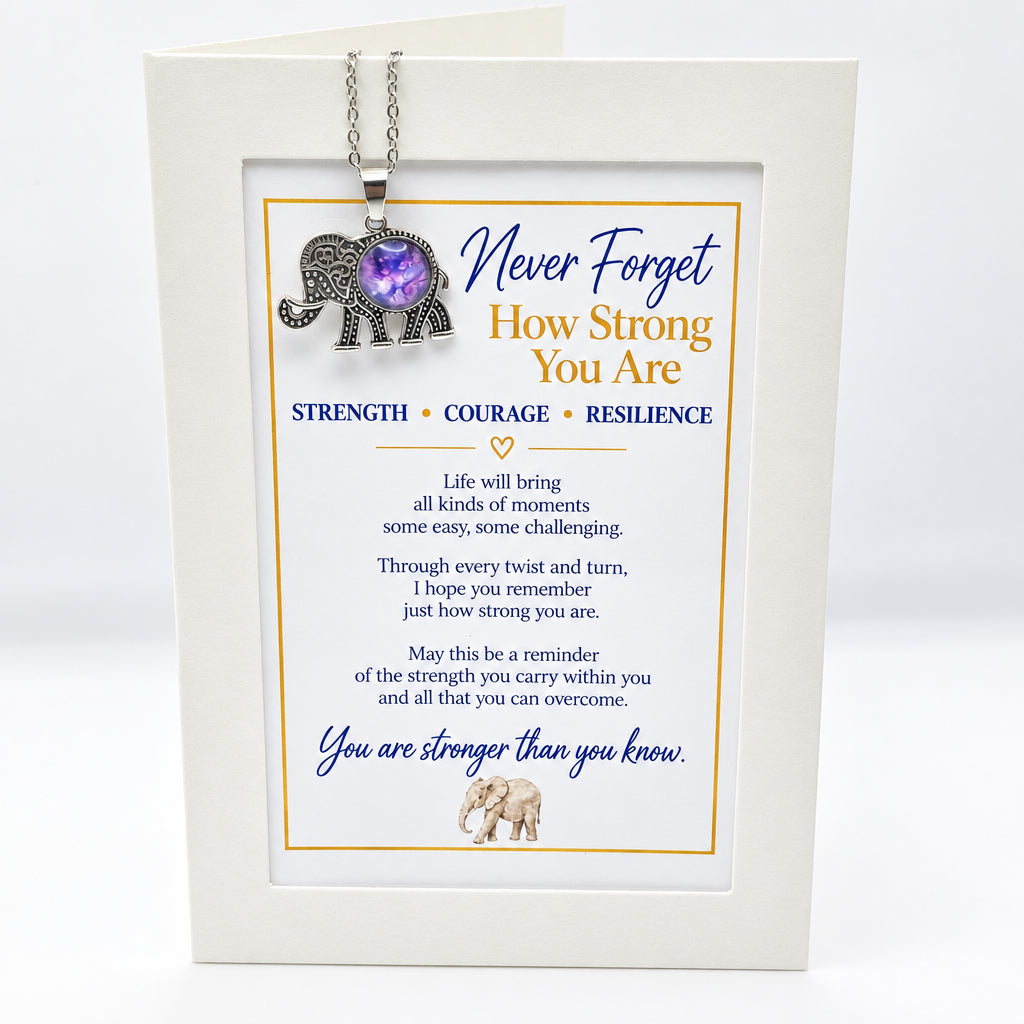 Never Forget How Strong You Are Elephant Art Necklace