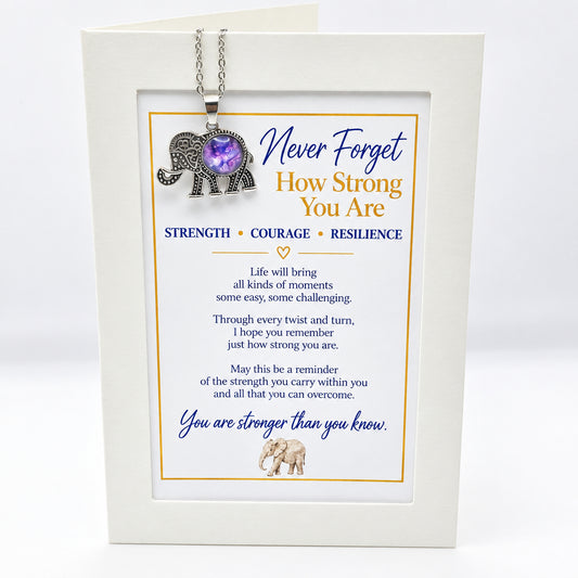 Never Forget How Strong You Are Elephant Art Necklace