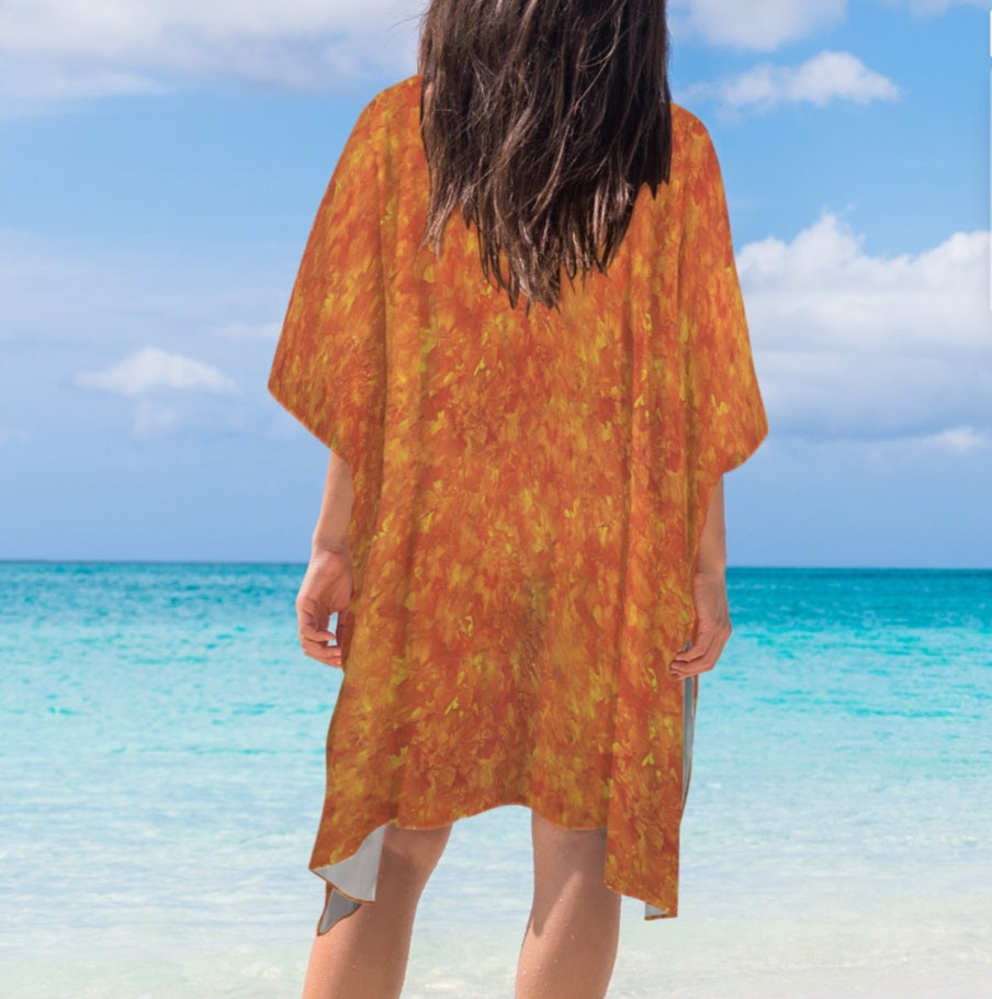 Orange Sunset Kimono | Women's Lightweight Boho Cover-Up