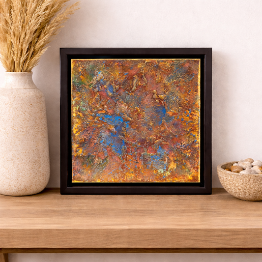 Stardust –  Framed Original Encaustic Abstract Painting (8×8)