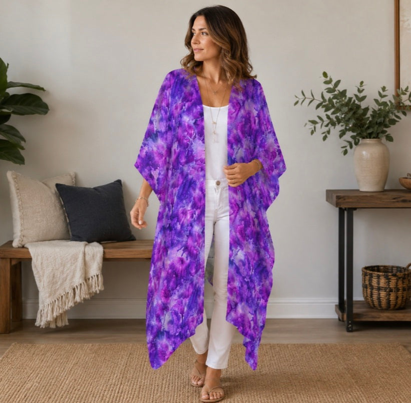 Purple Paradise Kimono | Women's Lightweight Boho Cover-Up