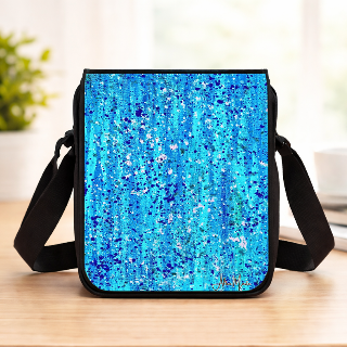 Limited Edition Healing Rain Crossbody Bag – Blue Abstract Wearable Art Purse