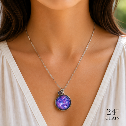 February Birthstone Necklace Gift Set | Amethyst Pendant with Keepsake Card | Handmade Birthday Gift for Her