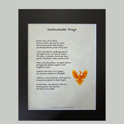 Unbreakable Wings - 11x14 Matted Poem
