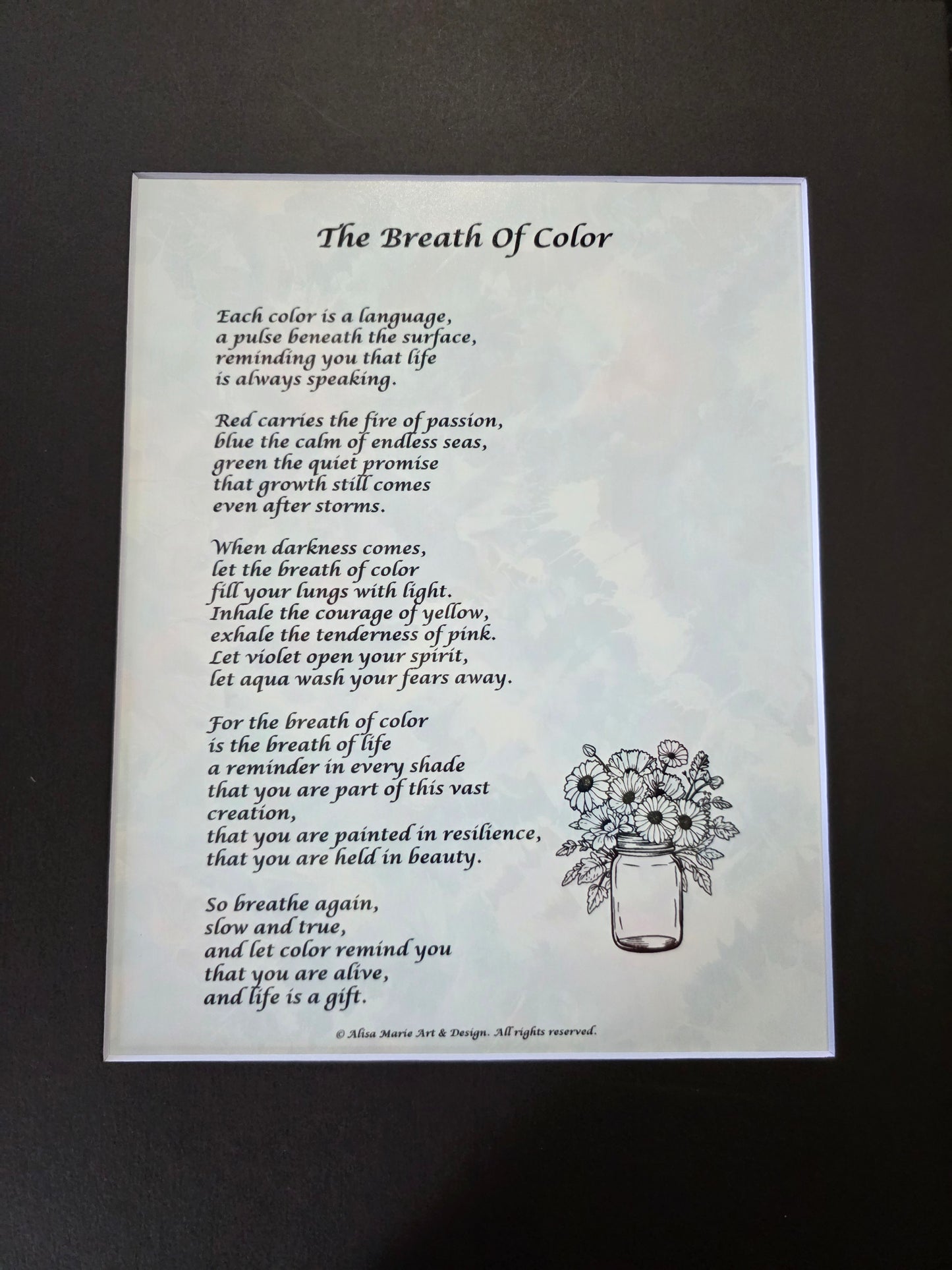 The Breath of Color- 11x14 Matted Poem